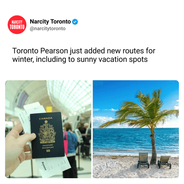 Toronto Pearson just added new routes for winter, including to sunny vacation spots