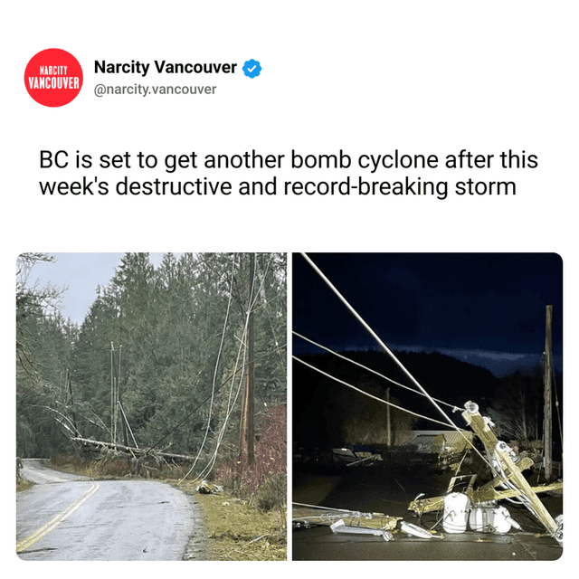 BC is set to get another bomb cyclone after this week's destructive and record-breaking storm