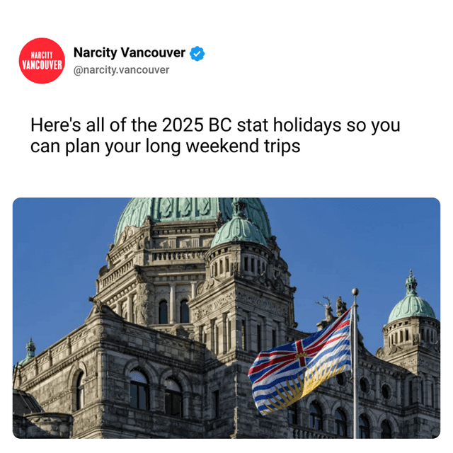 Here's all of the 2025 BC stat holidays so you can plan your long weekend trips