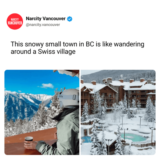 This snowy small town in BC is like wandering around a Swiss village