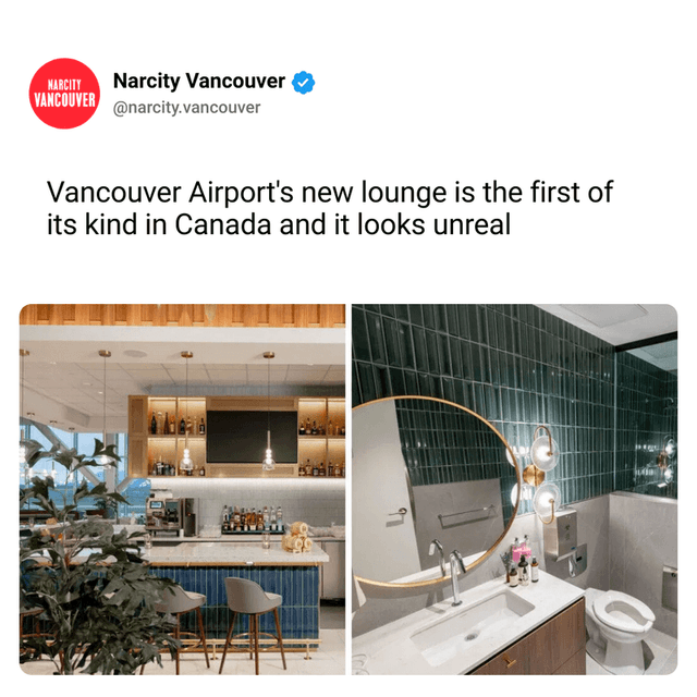 Vancouver Airport's new lounge is the first of its kind in Canada and it looks unreal