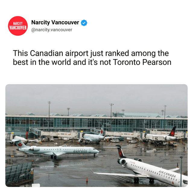 This Canadian airport just ranked among the best in the world and it's not Toronto Pearson