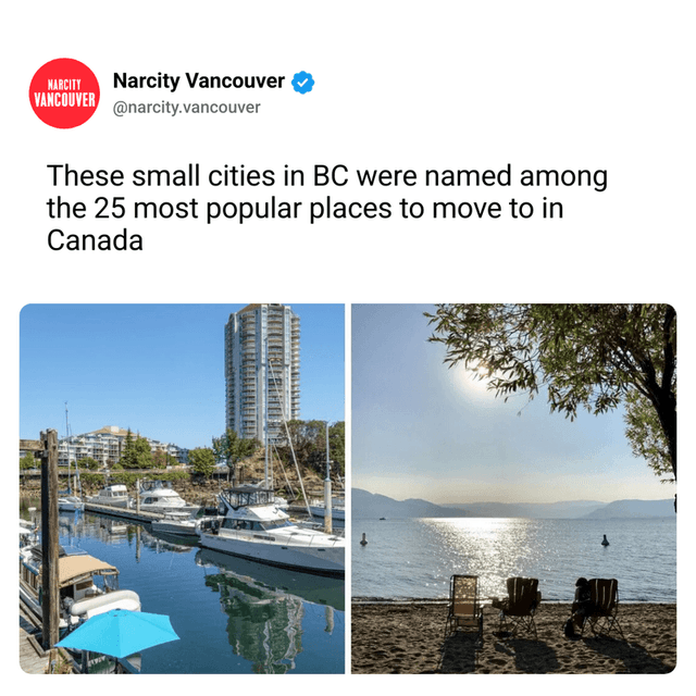 These small cities in BC were named among the 25 most popular places to move to in Canada