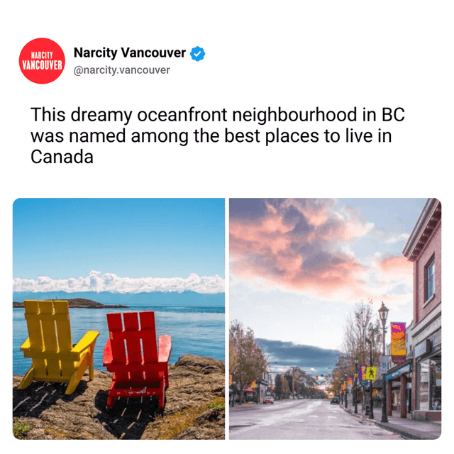 This dreamy oceanfront neighbourhood in BC was named among the best places to live in Canada​