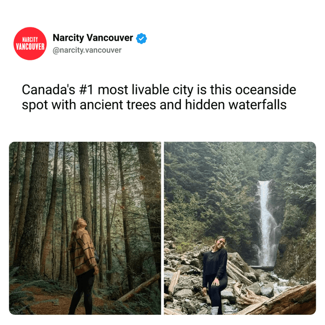 Canada's #1 most livable city is this oceanside spot with ancient trees and hidden waterfalls